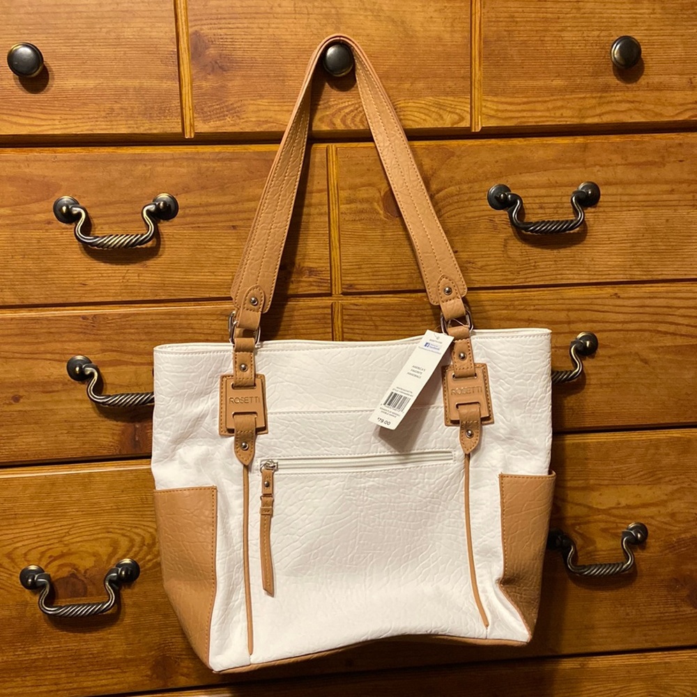 NWT Rossetti White and Tan Handbag